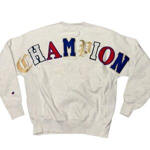 Champion Spirit Jersey Men Size Medium Reverse Weave Sweatshirt Gray Spell Out